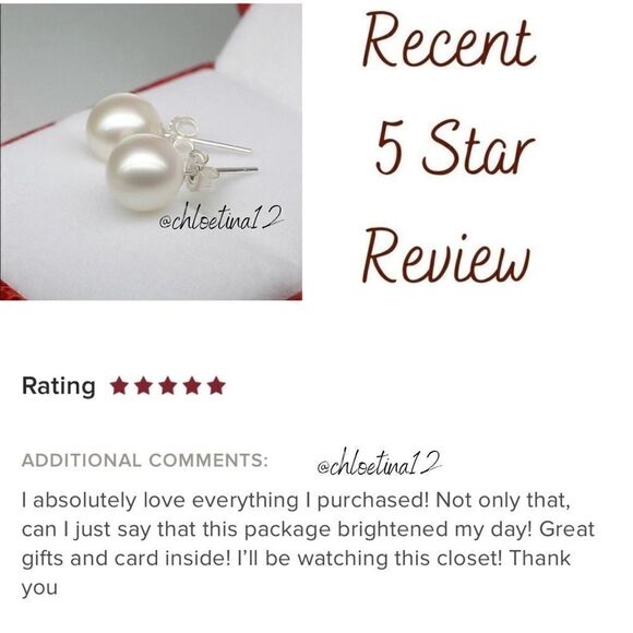 New 925 Sterling Silver Freshwater White Pearl Stud Earrings - Picture 8 of 8